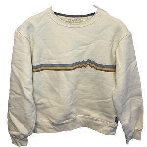 PATAGONIA Ridge Rise Stripe Uprisal Crew Sweatshirt Burch White sz Small Ivory